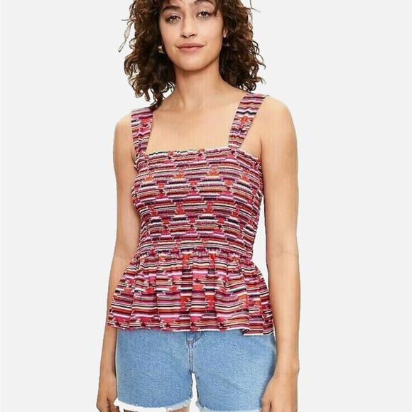 NEW Loft Ikat Smocked Peplum Cami Top, Medium - Picture 5 of 9